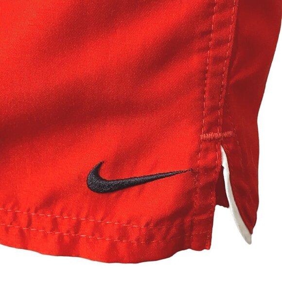 NIKE Swim Trunks XL Red Black Elastic Waist Board Shorts - Picture 5 of 13